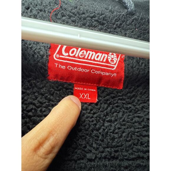 Coleman black fleece sherpa lined button down shacket mens XXL outdoors chore - Picture 2 of 7